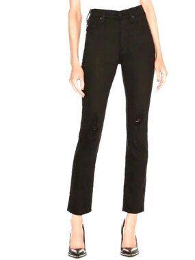 AG Adriano Goldschmied Jeans Size 28 Black Alexxis Slim Distressed Button Fly